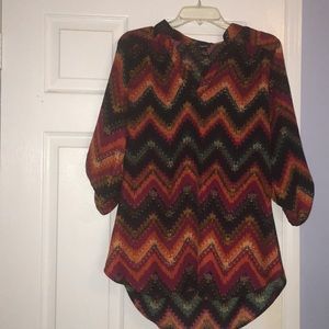 Chevron patterned high low blouse